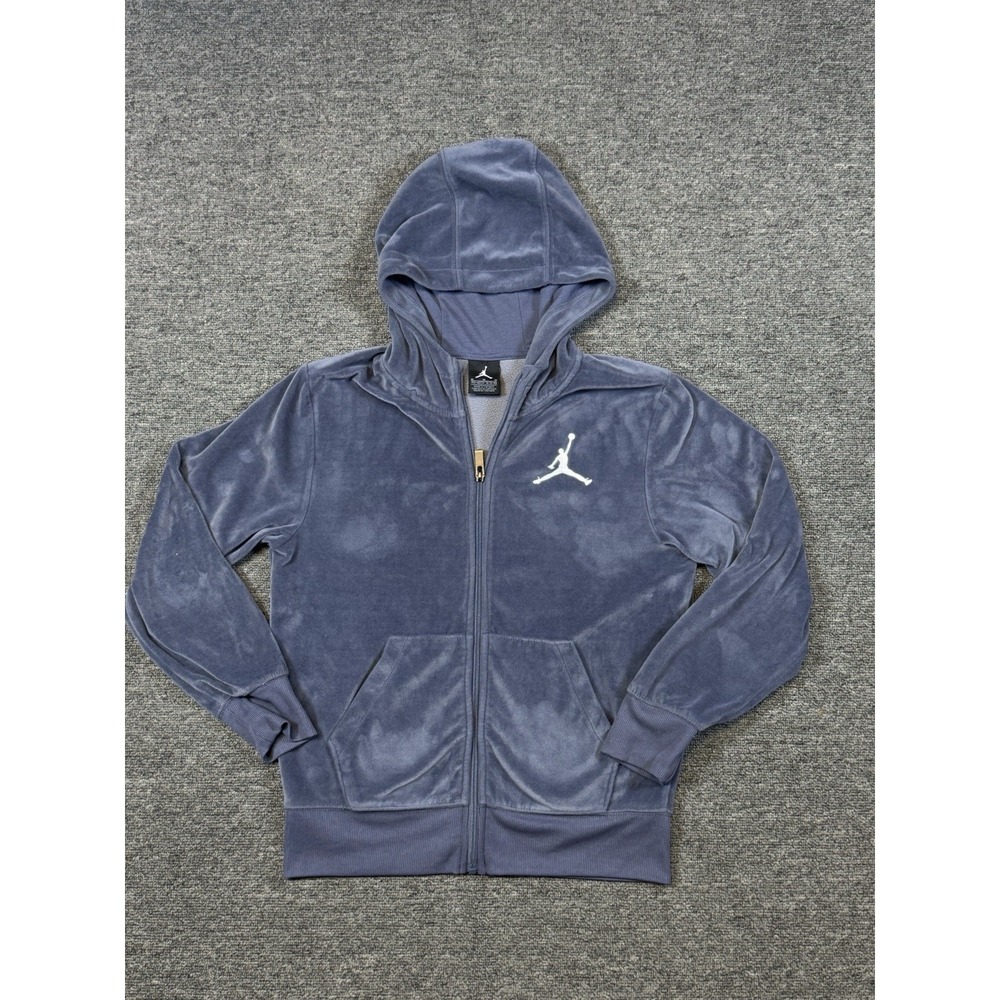 Nike Air Jordan Flight Full Zip Hoodie Youth Medium Blue Jumpman Pockets
